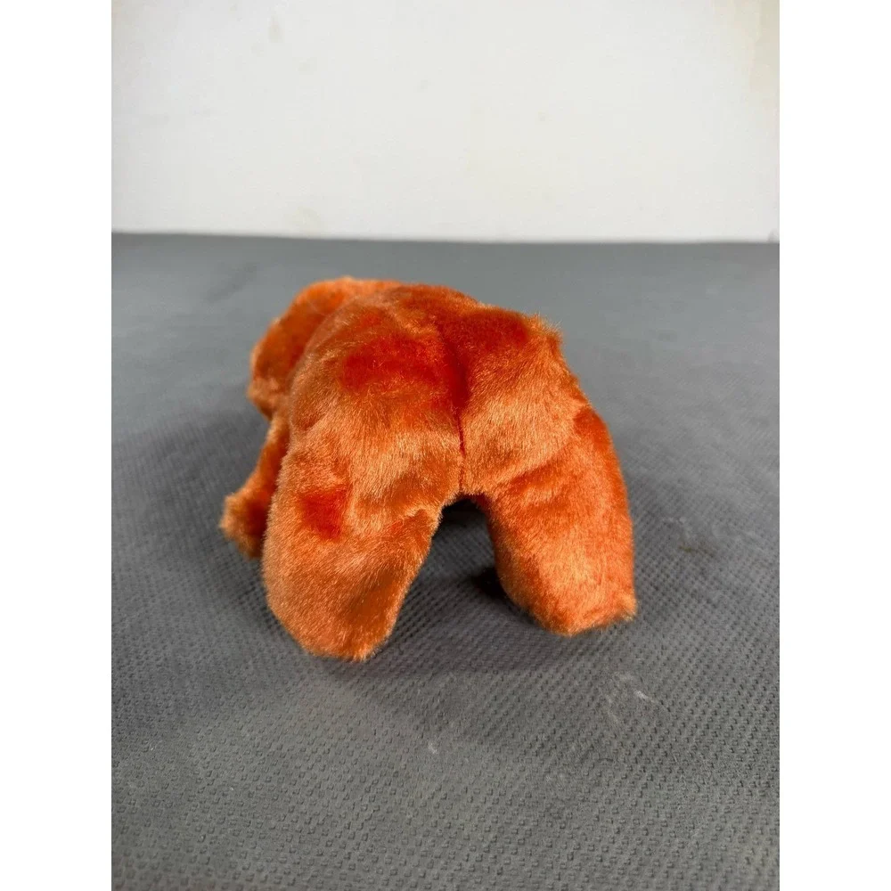 Vintage Orange Plush Bunny Rabbit Blue Vest Large Blue Eyes Retro Stuffed Animal